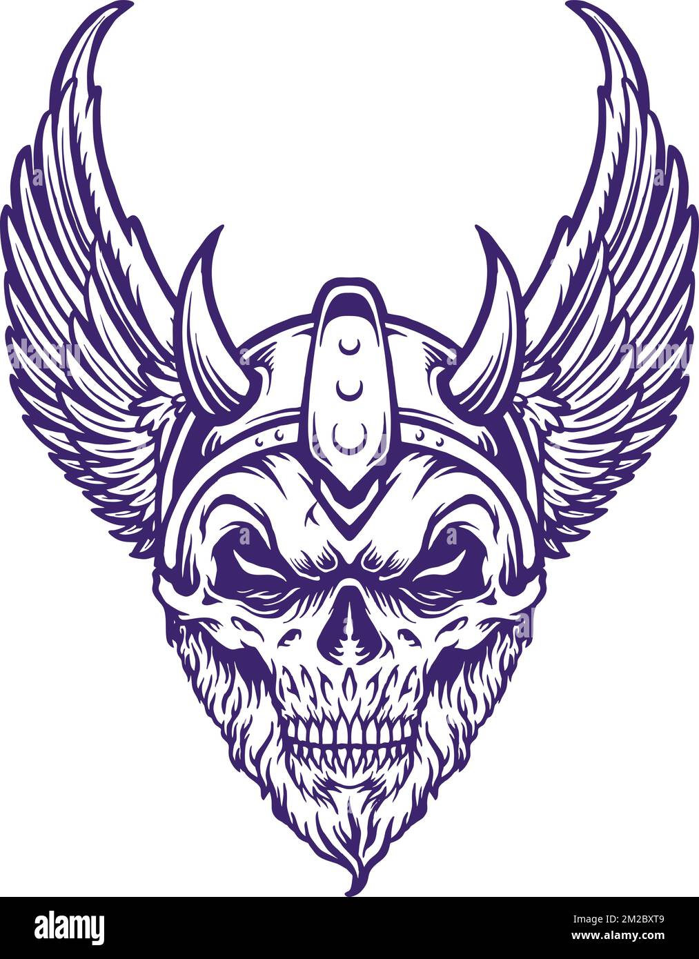 Les ailes de crâne Viking Warrior Head présentent des illustrations vectorielles pour votre logo, votre t-shirt, vos autocollants et vos étiquettes, ainsi que votre affiche Illustration de Vecteur