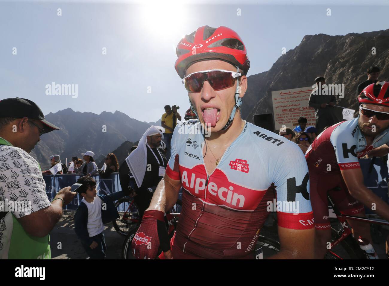 L'Allemand Marcel Kittel de Katusha-Alpecin photographié après la phase 4 de la course cycliste Dubai Tour 2018, 172km de Dubaï au barrage Hatta, Émirats arabes Unis, vendredi 09 février 2018. La visite de Dubaï 2018 aura lieu du 6 au 10 février. BELGA PHOTO YUZURU SUNADA Banque D'Images