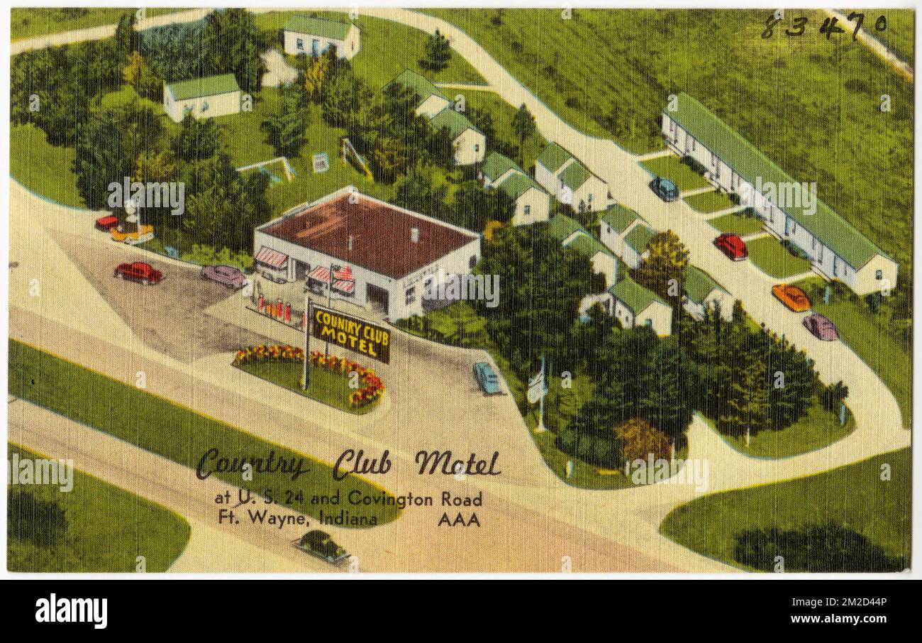 Country Club Motel, U. S. 24 et Covington Road, ft. Wayne, Indiana , Motels, Tichnor Brothers Collection, cartes postales des États-Unis Banque D'Images