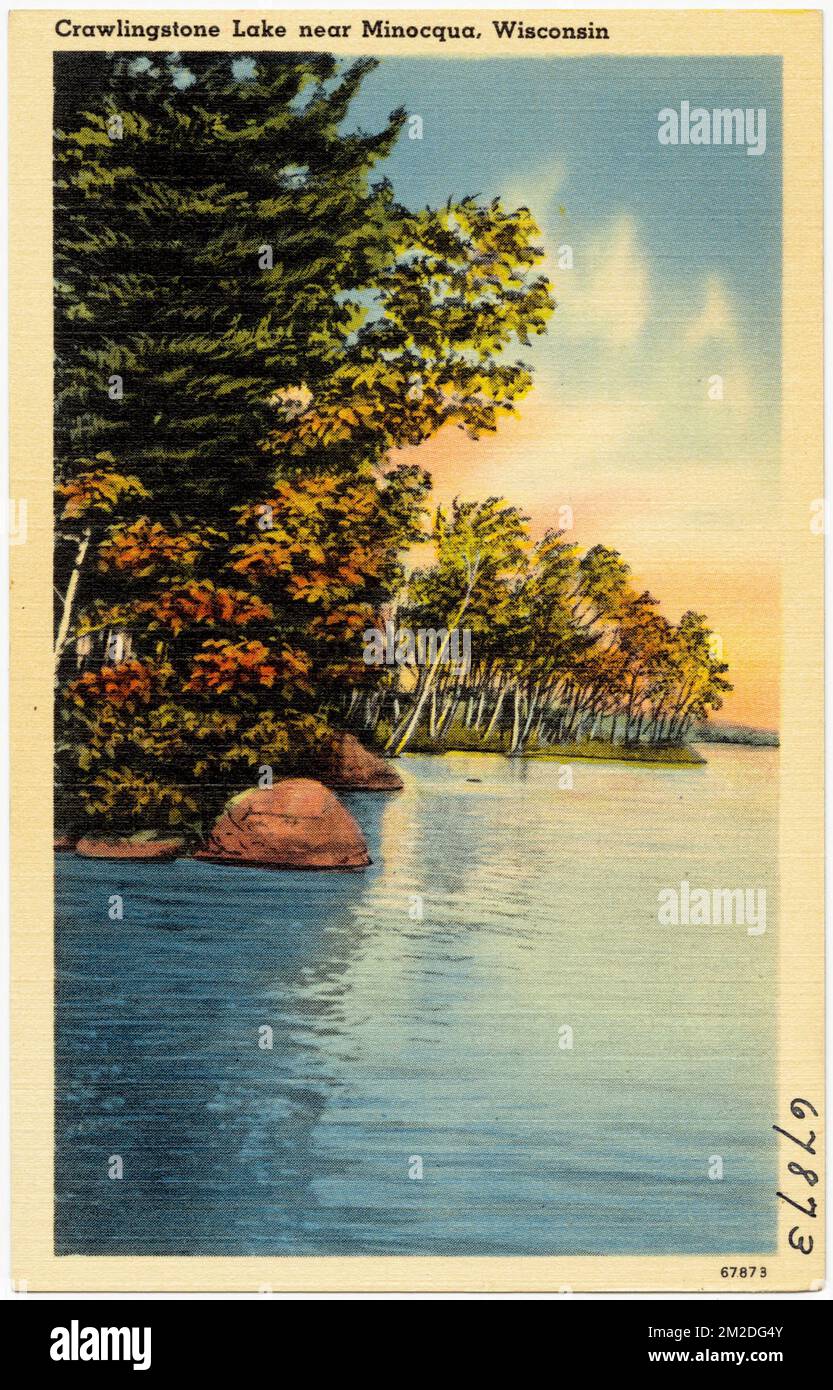 Lac Crawlingstone près de Minocqua, Wisconsin, lacs et étangs, Collection Tichnor Brothers, cartes postales des États-Unis Banque D'Images
