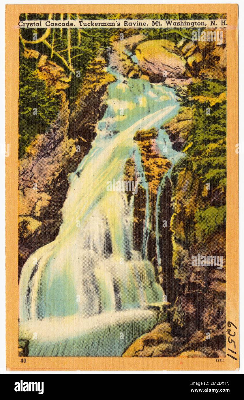 Crystal Cascades, Tuckerman's Ravine, Mt. Washington, N.H. , Waterfall, Tichnor Brothers Collection, cartes postales des États-Unis Banque D'Images