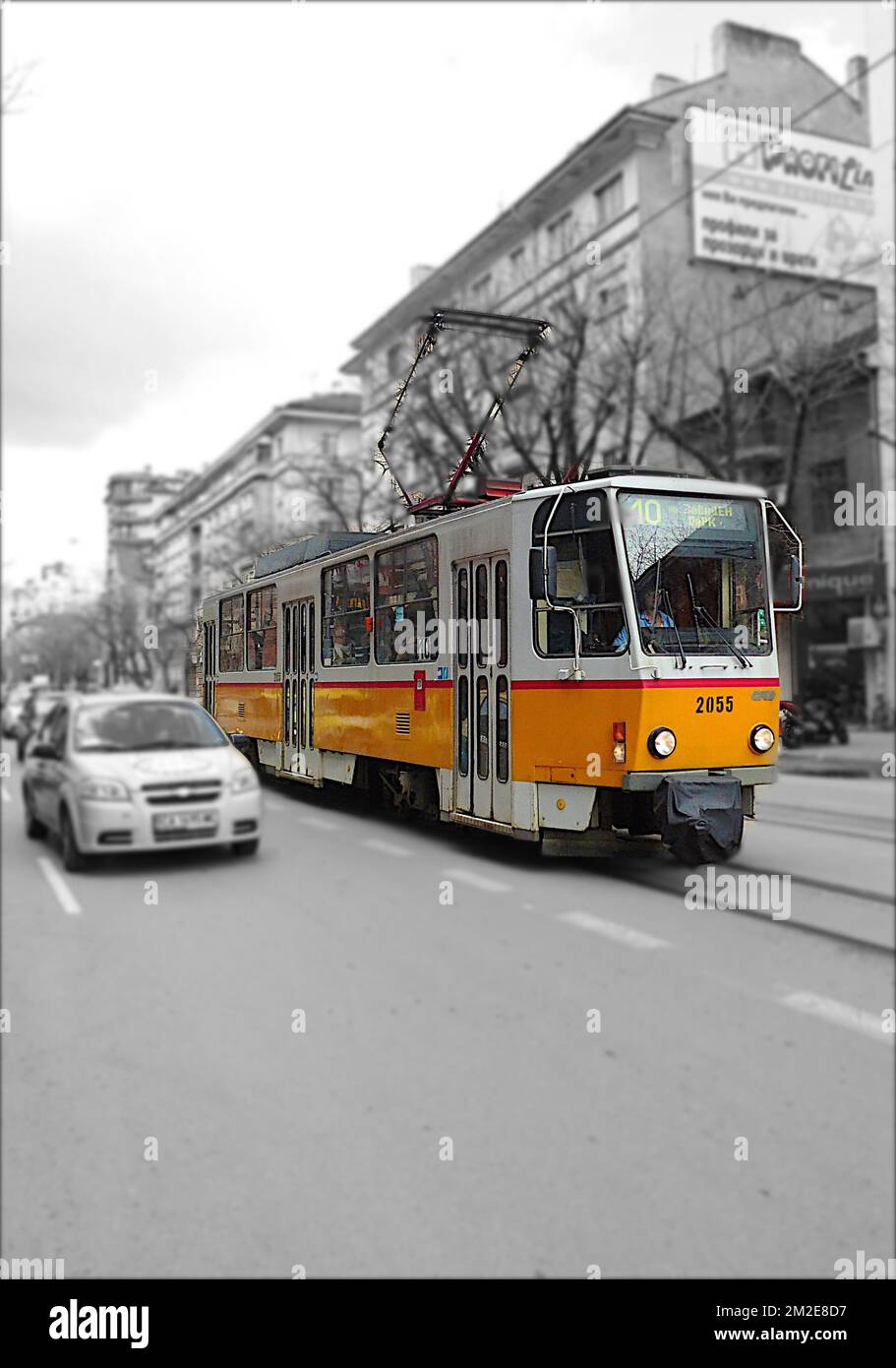 Tramways de Sofia Bulgarie | Tram de Sofia Bulgarie 24/01/2018 Banque D'Images