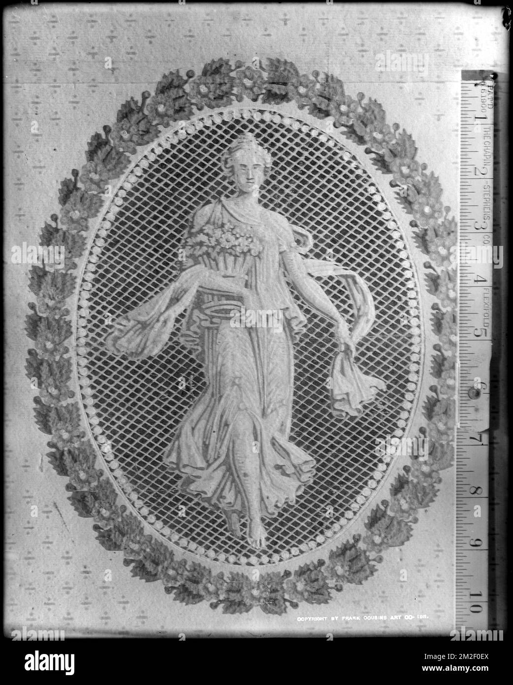 Danversport, 166 High Street, détail intérieur, papier peint de la salle avant , maison Samuel Fowler , Fonds d'écran, Fowler, Samuel, 1776-1859. Collection de négatifs sur plaque de verre de Frank cousins Banque D'Images