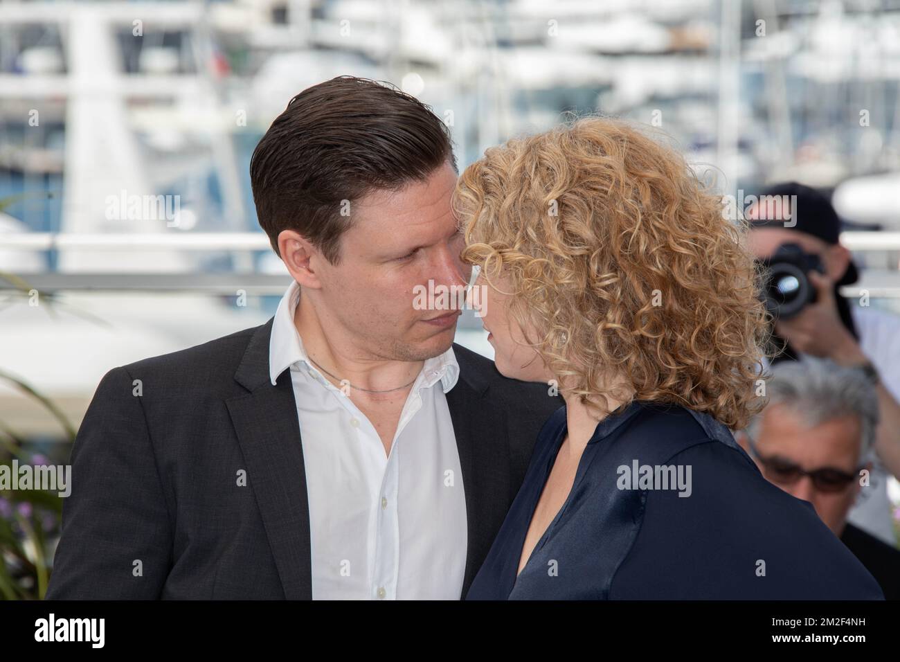 Photocall du film 'vGrans' au Palais des Festival de Cannes pendant le 71 ème Festival de Cannes. Acteur Eero Milonoff et actrice Eva Melander | Photocall du film 'gros'l au Palais des Festival de Cannes lors du 71 eme Festival de Cannes. l'Acitor Eero Milonoff et l'actrice Eva Melander 09/05/2018 Banque D'Images