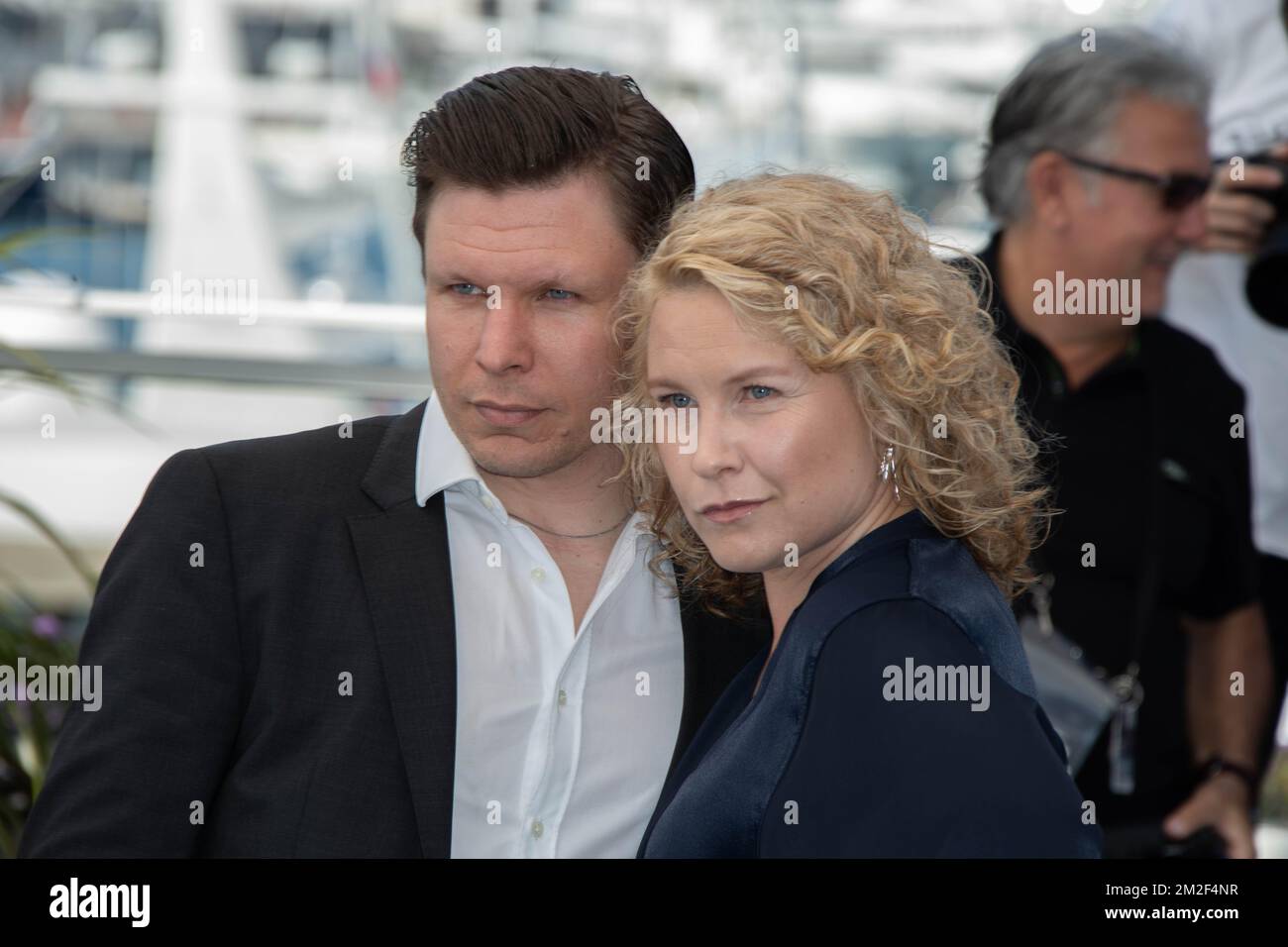 Photocall du film 'vGrans' au Palais des Festival de Cannes pendant le 71 ème Festival de Cannes. Acteur Eero Milonoff et actrice Eva Melander | Photocall du film 'gros'l au Palais des Festival de Cannes lors du 71 eme Festival de Cannes. l'Acitor Eero Milonoff et l'actrice Eva Melander 09/05/2018 Banque D'Images