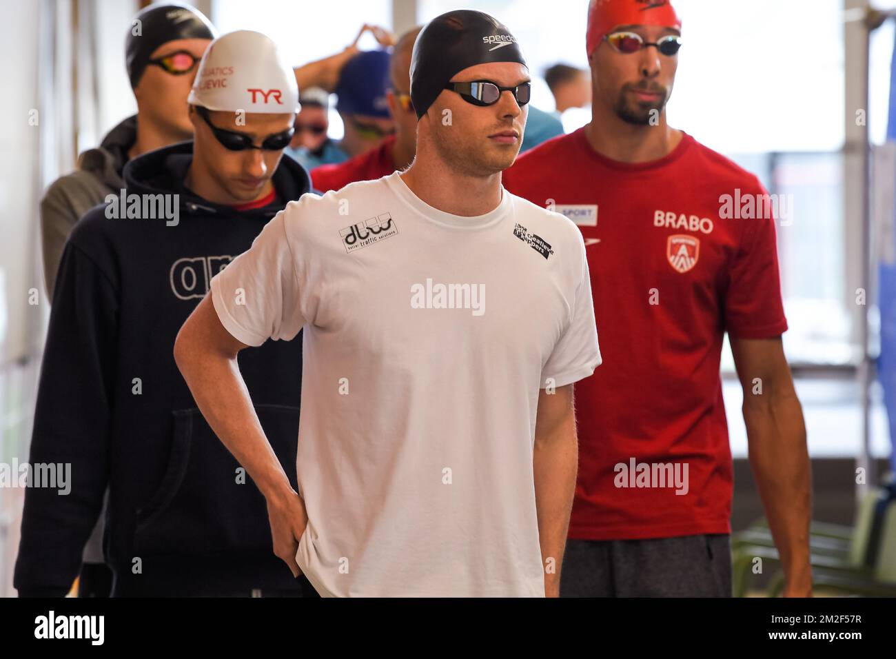 Belge Louis Croenen photographié pendant la troisième journée des Championnats de natation Belge, samedi 12 mai 2018, à Sint-Amandsberg, Gand. BELGA PHOTO LUC CLAESSEN Banque D'Images