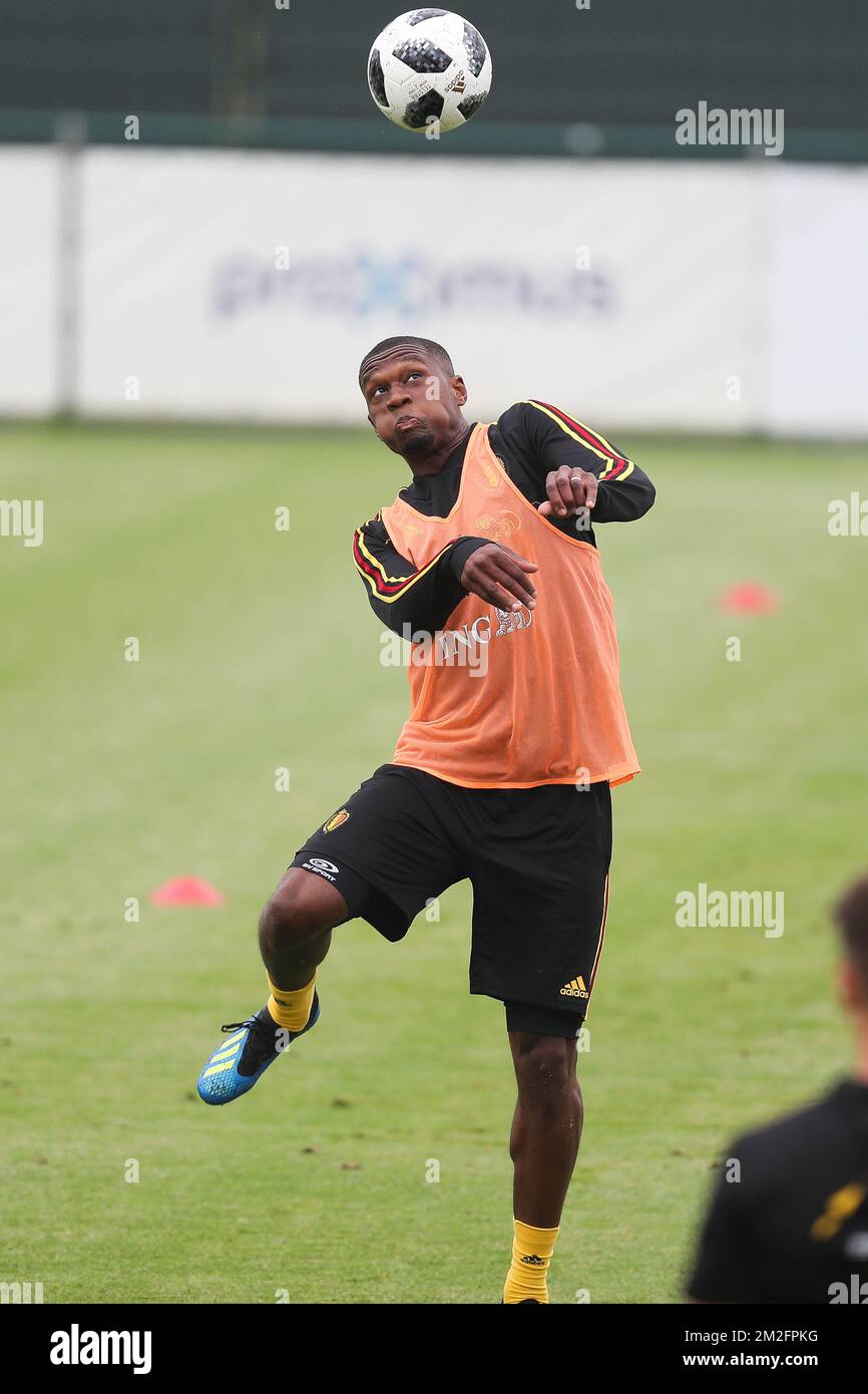 Christian Kabasele de Belgique photographié lors d'une session de formation de l'équipe nationale belge de football Red Devils, vendredi 01 juin 2018, à Tubize. Les Red Devils ont commencé à préparer la prochaine coupe du monde de la FIFA 2018 en Russie. BELGA PHOTO BRUNO FAHY Banque D'Images