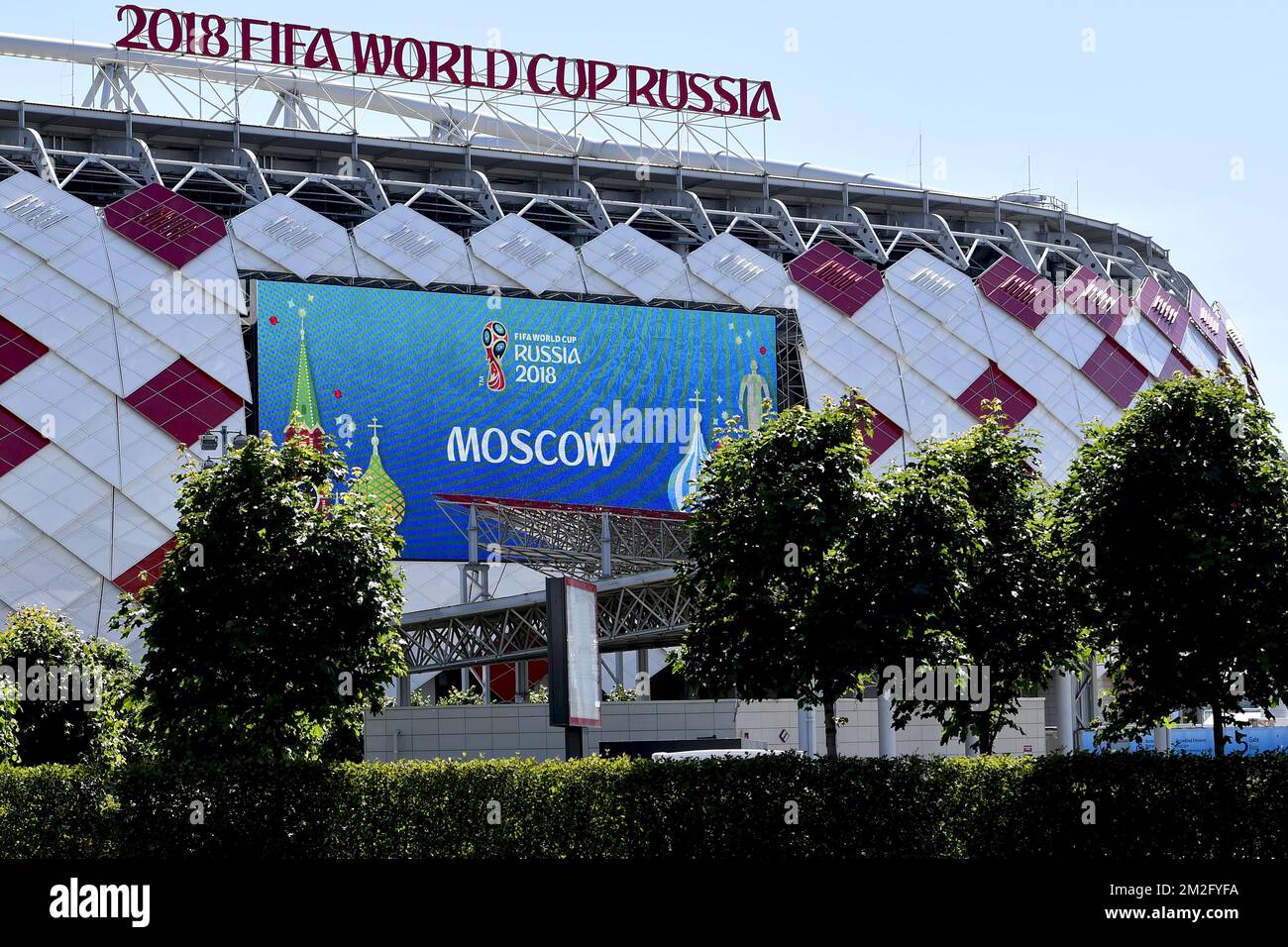 L'illustration montre l'arène Otkrytie (stade du Spartak Moscou) avant le début de la coupe du monde de la FIFA 2018, à Moscou, en Russie, le lundi 11 juin 2018. BELGA PHOTO DIRK WAEM Banque D'Images