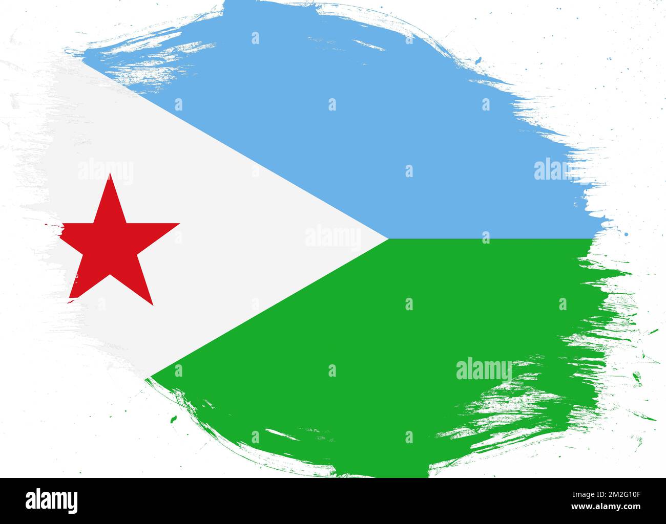 Drapeau de Djibouti sur fond de pinceau de grunge vieilli Banque D'Images