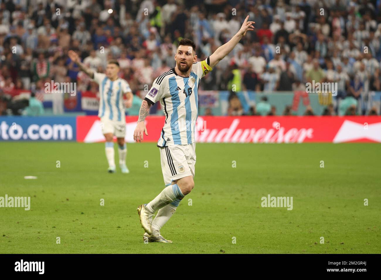 Al Daayen, Qatar - 13 décembre 2022, Lionel Messi de l'Argentine pendant la coupe du monde de la FIFA 2022, demi-finale du match de football entre l'Argentine et la Croatie sur 13 décembre 2022 au stade Lusail à Al Daayen, Qatar - photo: Jean Catuffe/DPPI/LiveMedia Banque D'Images
