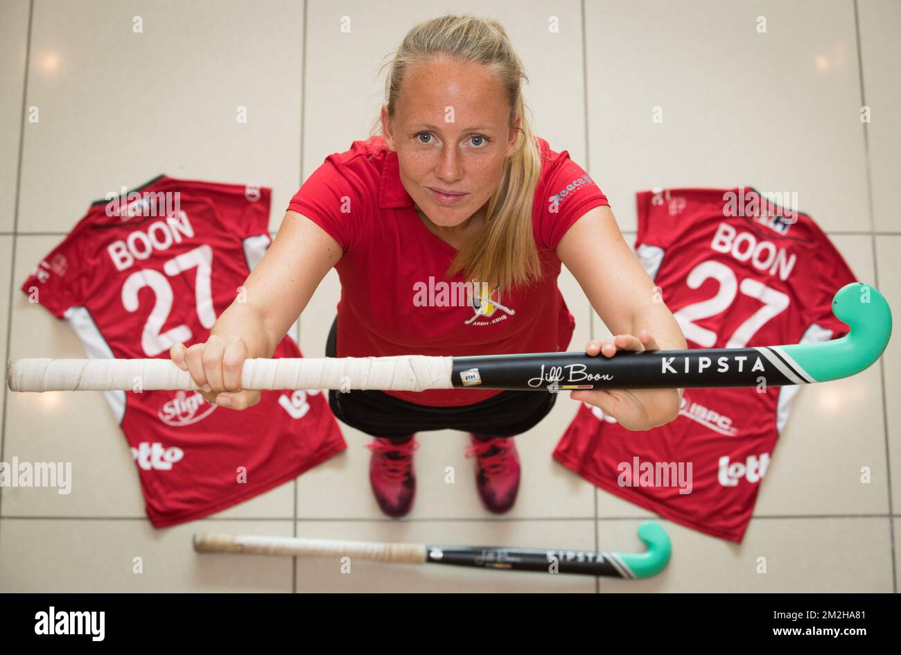Jill Boon, de Belgique, pose pour photographe lors d'un dimanche de repos de la coupe du monde des femmes de hockey, à Londres, Royaume-Uni, dimanche 29 juillet 2018. La coupe du monde des femmes de hockey aura lieu du 21 juillet au 05 août au Lee Valley Hockey Centre de Londres. BELGA PHOTO BENOIT DOPPAGNE Banque D'Images