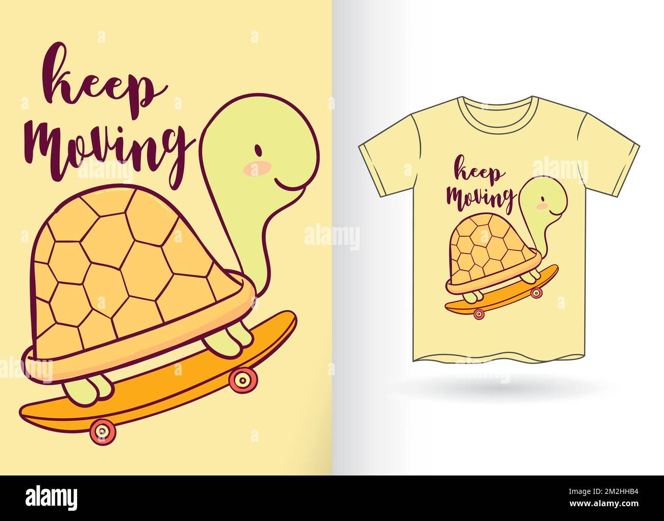 Adorable motif tortue pour t-shirt avec modèle Illustration de Vecteur