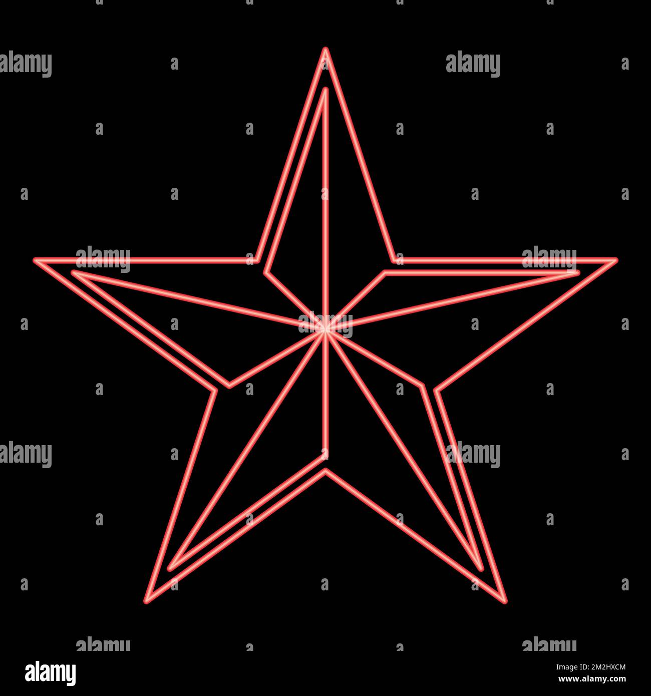 Étoile néon cinq coins étoile pentagonale rouge couleur vecteur illustration image plat style lumière Illustration de Vecteur