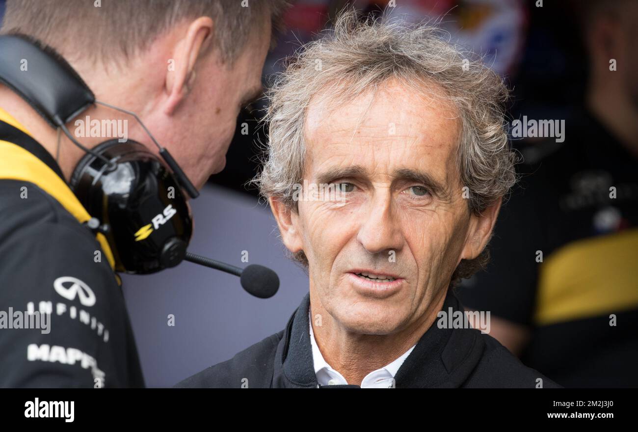 Ancien pilote français Alain Prost en F1 photographié lors de l'essai
