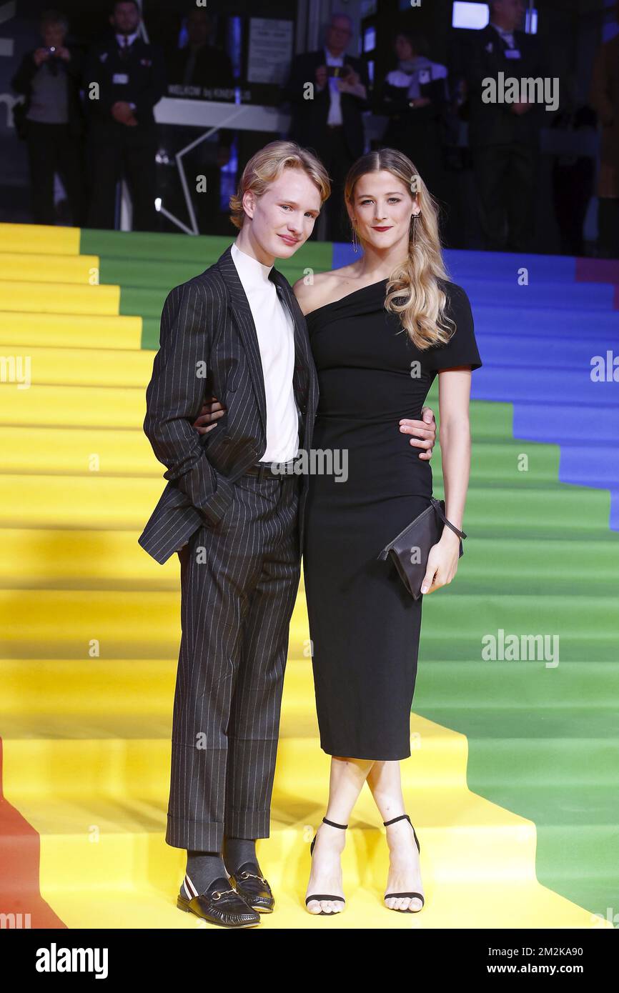 L'acteur Victor Polster et Nora Monsecour photographiés lors de l'ouverture du festival du film Fest Gent 45th, avec le film belge 'Girl' du réalisateur Lukas Dhont, mardi 09 octobre 2018. BELGA PHOTO NICOLAS MATERLINCK Banque D'Images
