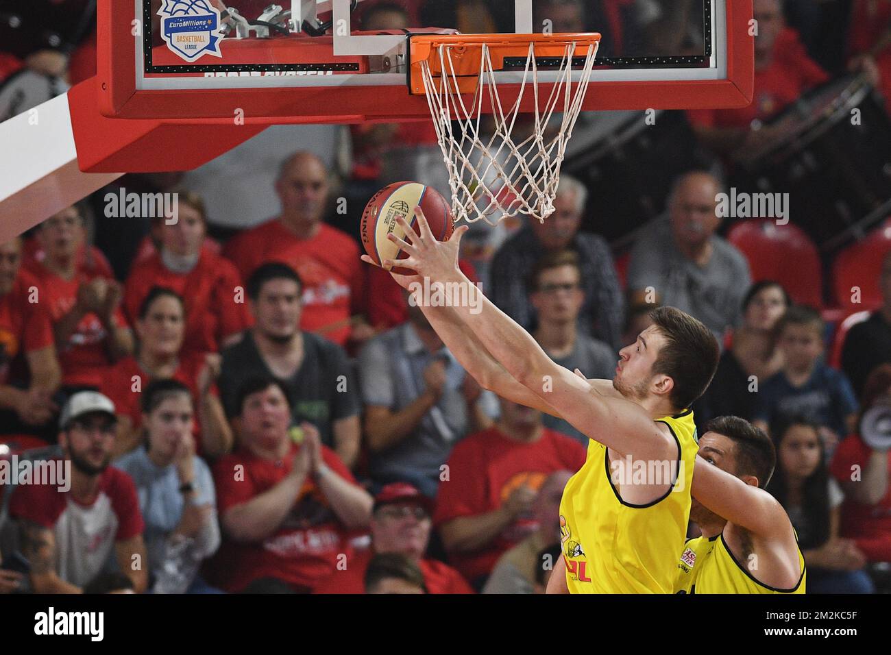 Illustration prise lors du match de basket-ball entre Spirou Charleroi et BC Telenet Oostende, vendredi 12 octobre 2018 à Charleroi, le troisième match de la première division belge de la 'EuroMillions League'. BELGA PHOTO DAVID STOCKMAN Banque D'Images