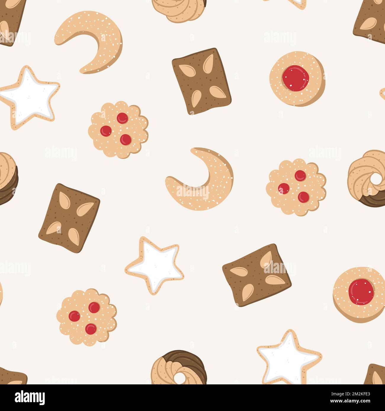 Petits gâteaux de Noël traditionnels autrichiens et allemands dessinés à la main, motifs sans couture, parfaits pour les textiles, les nains, les nappes, enveloppe - désig. vecteur Illustration de Vecteur