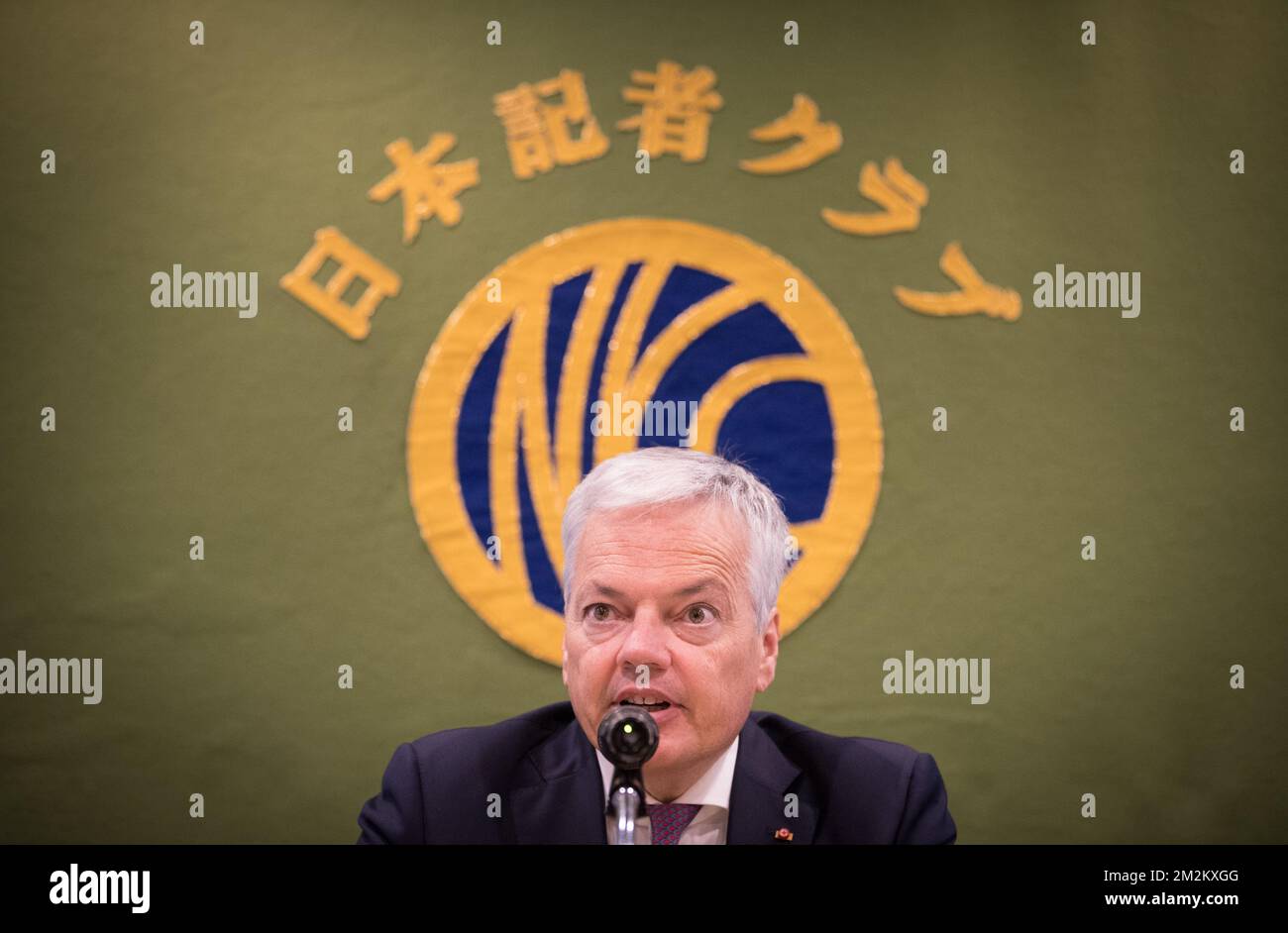 Le vice-Premier ministre et ministre des Affaires étrangères Didier Reynders prononce un discours au Japan National Press Club (JNPC) le deuxième jour de la visite du ministre belge des Affaires étrangères au Japon, le mardi 30 octobre 2018. BELGA PHOTO BENOIT DOPPAGNE Banque D'Images