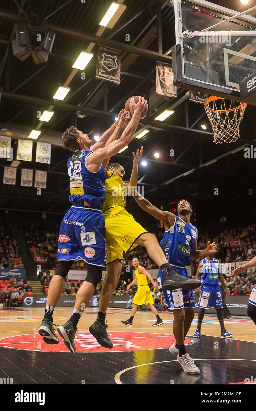 L'illustration montre le match de basket-ball entre BC Telenet Oostende et Okapi Aalstar, samedi 03 novembre 2018 à Oostende, le sixième match de la première division belge de la 'EuroMillions League'. BELGA PHOTO JAMES ARTHUR GEKIERE Banque D'Images