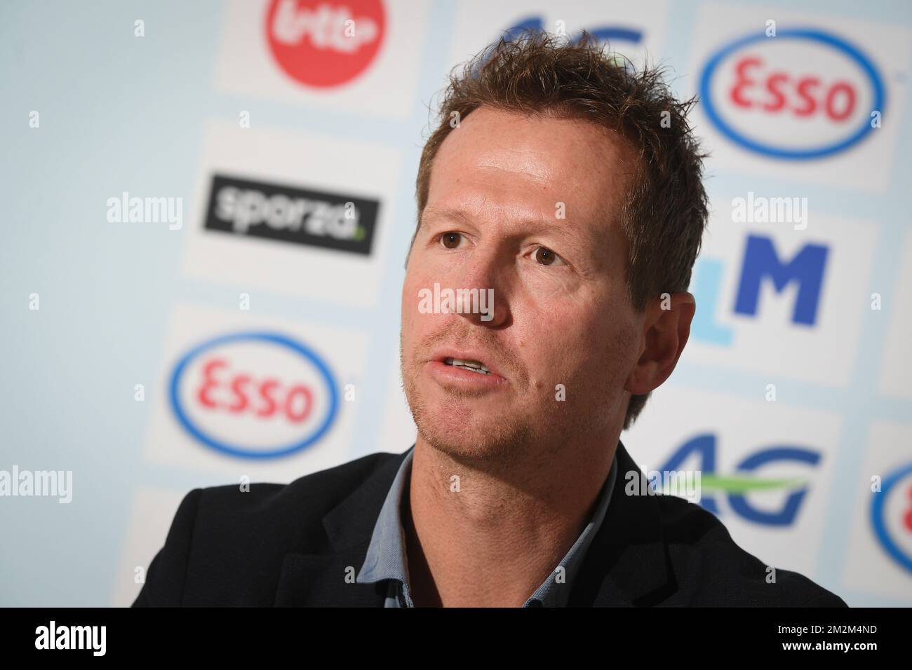 Rik Verbrugghe photographié lors d'une conférence de presse pour présenter le nouvel entraîneur fédéral belge de cyclisme pour l'élite et U23 hommes, au siège de l'Association Royale de Cyclisme à Bruxelles, le jeudi 08 novembre 2018. BELGA PHOTO DAVID STOCKMAN Banque D'Images