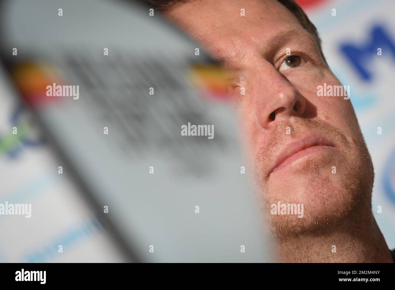 Rik Verbrugghe photographié lors d'une conférence de presse pour présenter le nouvel entraîneur fédéral belge de cyclisme pour l'élite et U23 hommes, au siège de l'Association Royale de Cyclisme à Bruxelles, le jeudi 08 novembre 2018. BELGA PHOTO DAVID STOCKMAN Banque D'Images