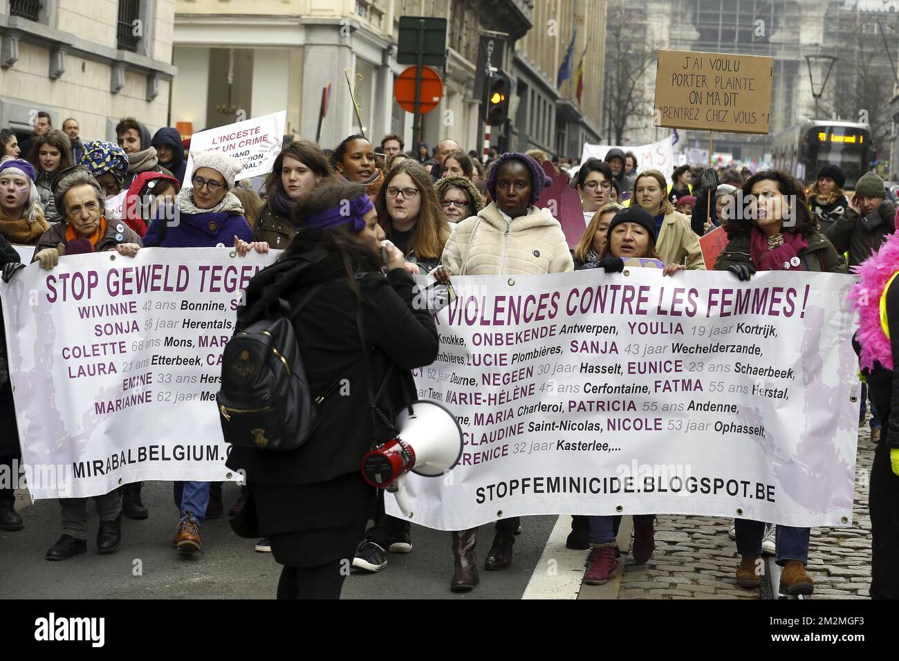 L'illustration montre la manifestation nationale féministe à l'occasion de la Journée internationale pour l'élimination de la violence à l'égard des femmes, dimanche 25 novembre 2018 à Bruxelles. BELGA PHOTO NICOLAS MATERLINCK Banque D'Images