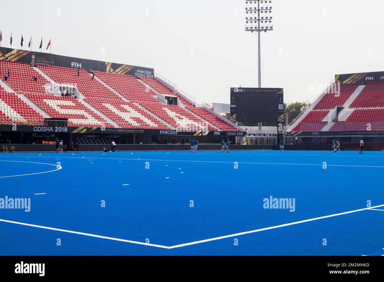 L'illustration montre le stade de hockey Kalinga à Bhubaneswar, en Inde, lors de la coupe du monde de hockey, le lundi 26 novembre 2018. BELGA PHOTO DANIEL TECHY Banque D'Images