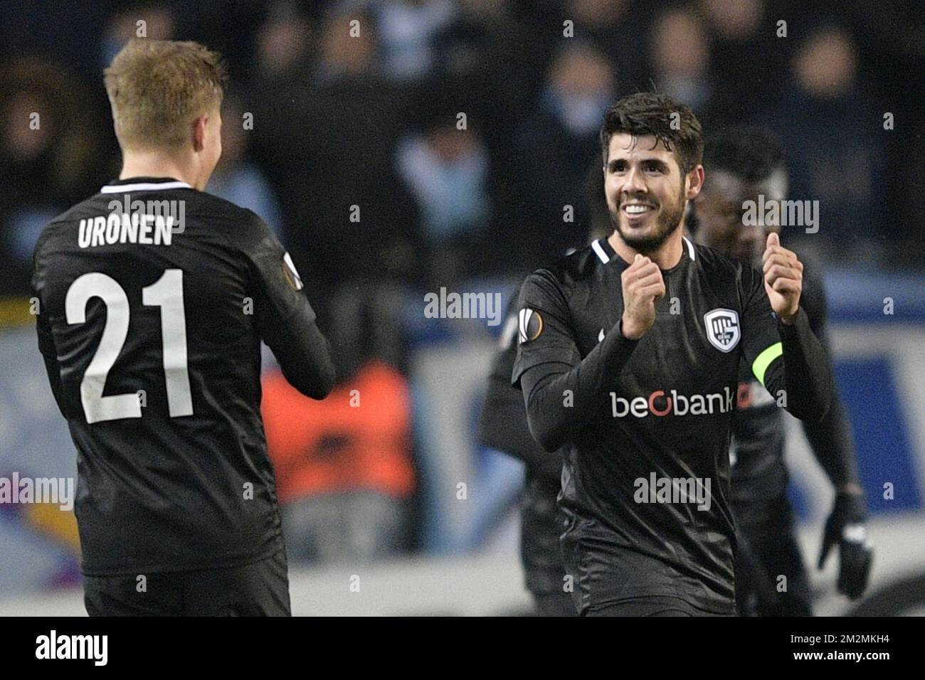 Alejandro Pozuelo, de Genk, célèbre après avoir marqué le match entre l'équipe de football belge KRC Genk et le club suédois Malmo à Malmo, en Suède, le jeudi 29 novembre 2018, le cinquième jour de la scène du groupe de l'UEFA Europa League, dans le groupe I. BELGA PHOTO YORICK JANSENS Banque D'Images