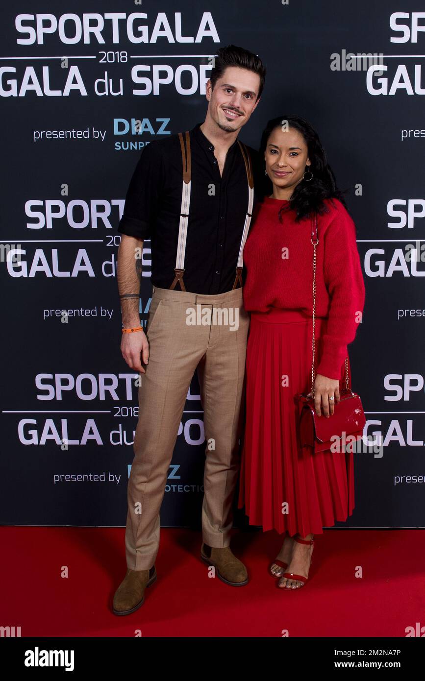 L'ancienne gymnaste belge Aagje Vanwalleghem et son partenaire la soirée de gala pour les femmes et hommes sportifs de l'année 2018, samedi 22 décembre 2018, à Bruxelles. BELGA PHOTO LAURIE DIEFFEMBACQ-JASPER JACOBS-GREGORY VAN GANSEN-PHILIPPE CROCHET Banque D'Images