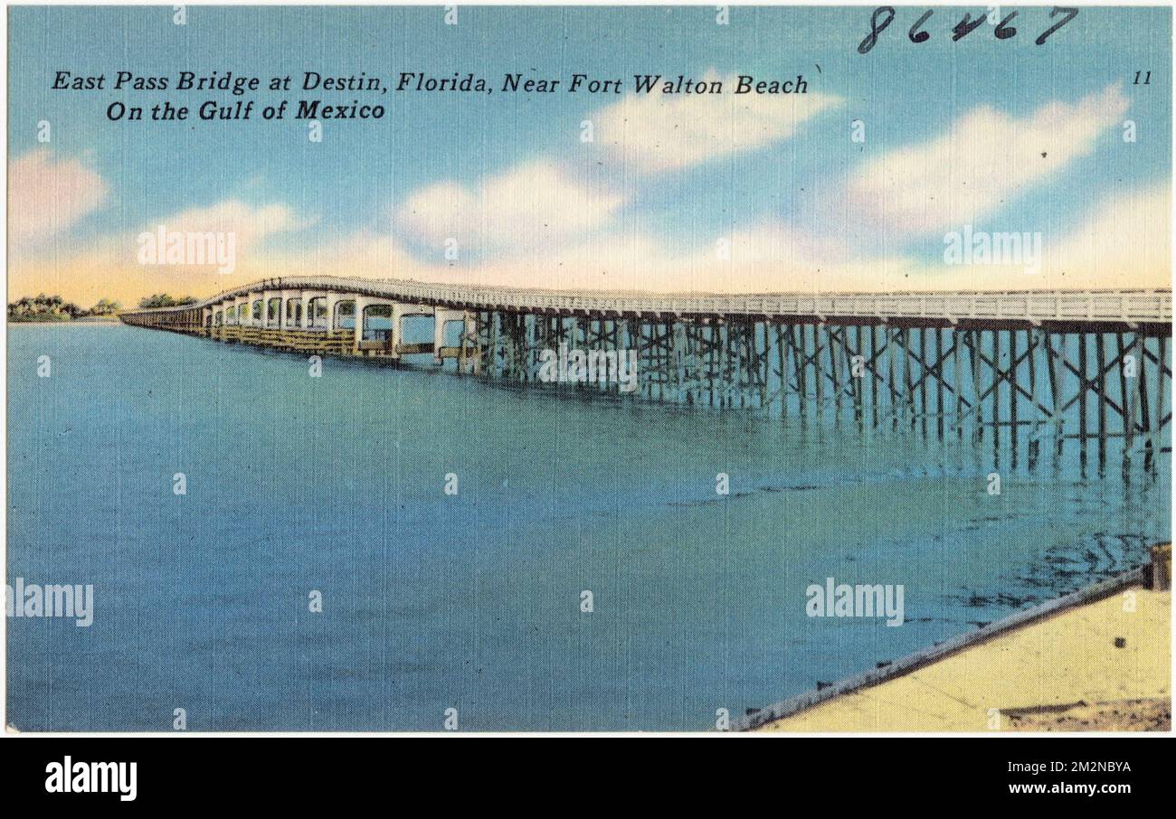 East Pass Bridge à destin, Floride, près de fort Walton Beach, sur le golfe du Mexique, ponts, Tichnor Brothers Collection, cartes postales des États-Unis Banque D'Images