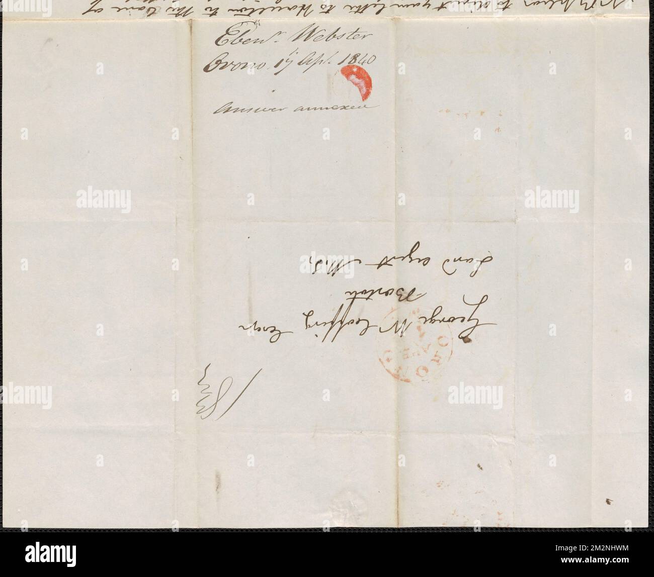 Ebenezer Webster à George Coffin, 17 avril 1840 , ventes de terrains publics, États-Unis, Massachusetts, politique et gouvernement, 1775-1865, Maine, politique et gouvernement, 1775-1865, États-Unis, Histoire, Révolution, 1775-1783, revendications, Canada, Frontières, États-Unis Banque D'Images