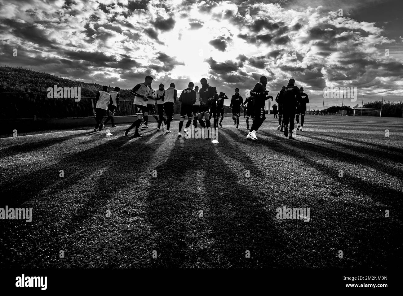 L'illustration montre l'entraînement du matin le sixième jour du camp d'entraînement d'hiver de l'équipe belge de football de première division Sporting Charleroi, à Valence, Espagne, jeudi 10 janvier 2019. BELGA PHOTO LAURIE DIEFFEMBACQ Banque D'Images