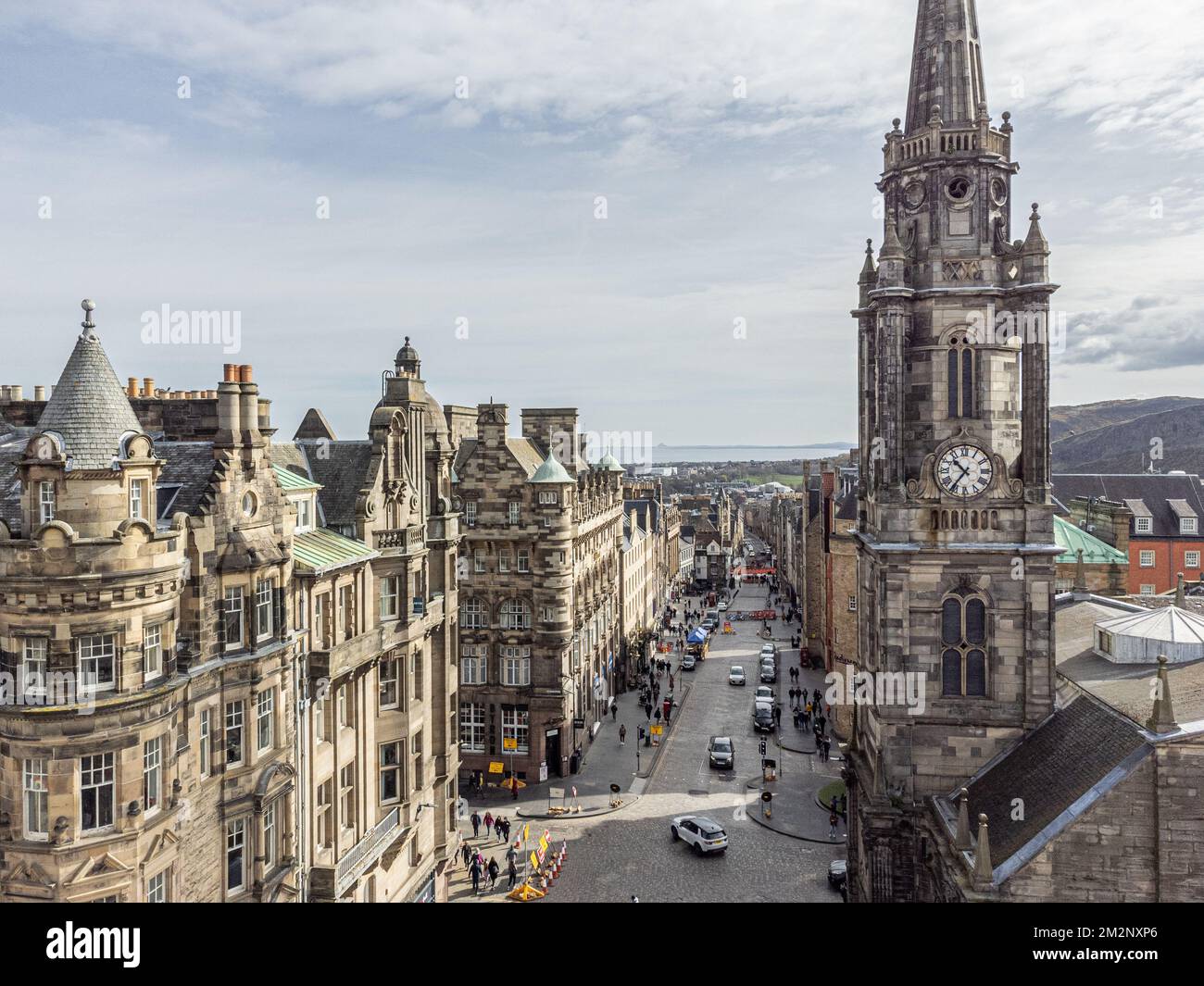 Une vue aérienne de l'ancien Royal Mile le matin Banque D'Images