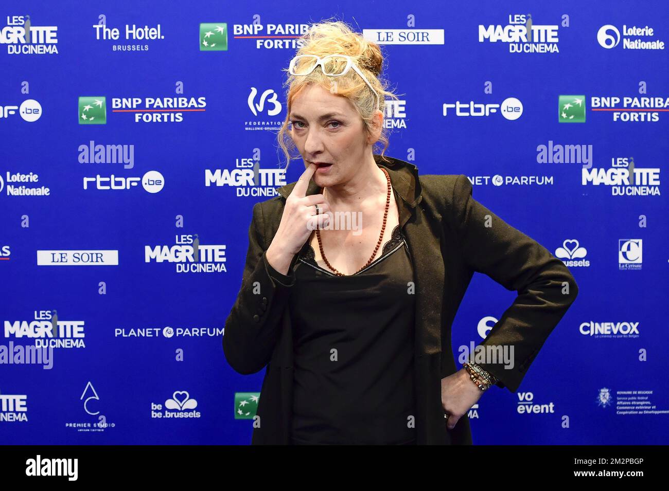 L'actrice Corinne Masiero photographiée lors de l'édition 9th de la cérémonie de remise des prix du film 'Magritte du Cinéma', samedi 02 février 2019, à Bruxelles. Les prix sont remis aux films de producteurs francophones belges. BELGA PHOTO LAURIE DIEFFEMBACQ Banque D'Images