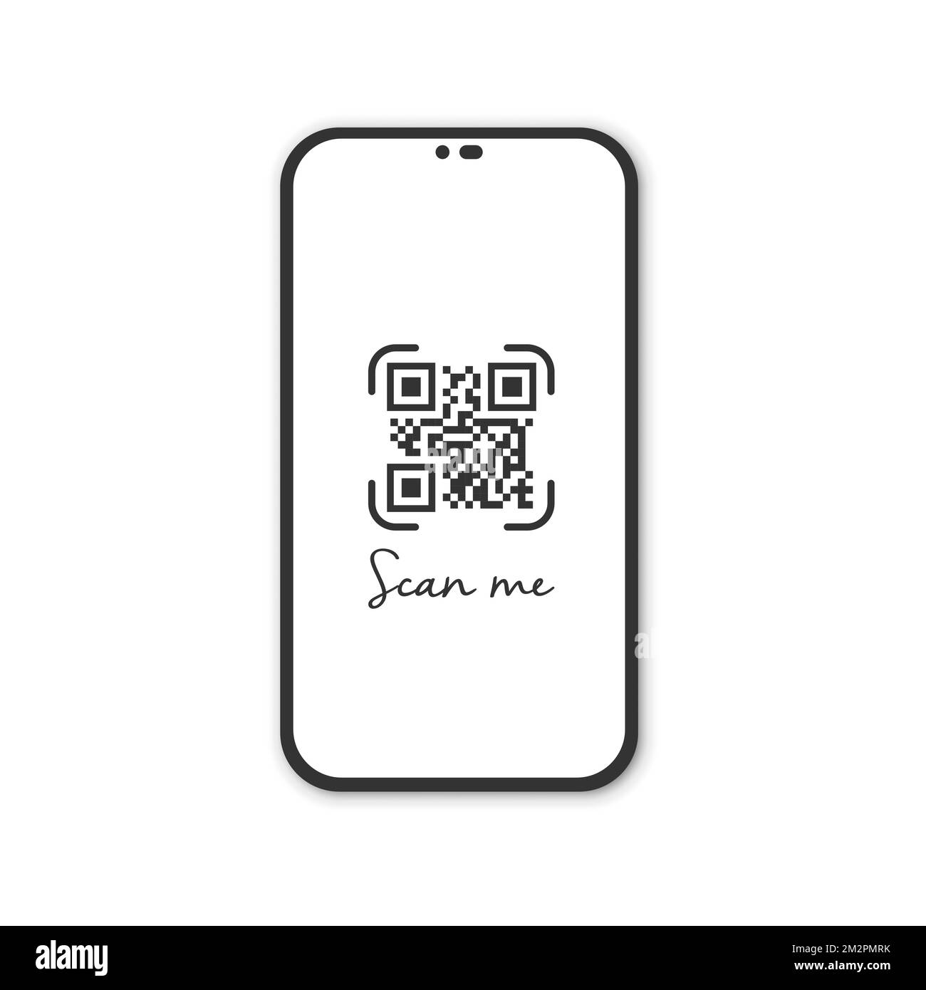 Smartphone réaliste avec lecteur de code qr. Numérisez-moi. Illustration de Vecteur