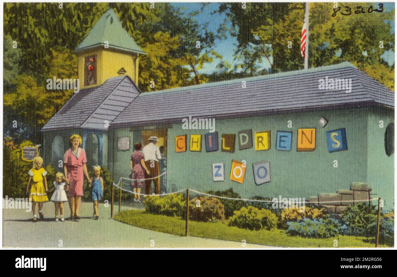 Entrée au zoo pour enfants, Belle Isle -- Detroit, Michigan, installations sportives et récréatives, Collection Tichnor Brothers, cartes postales des États-Unis Banque D'Images