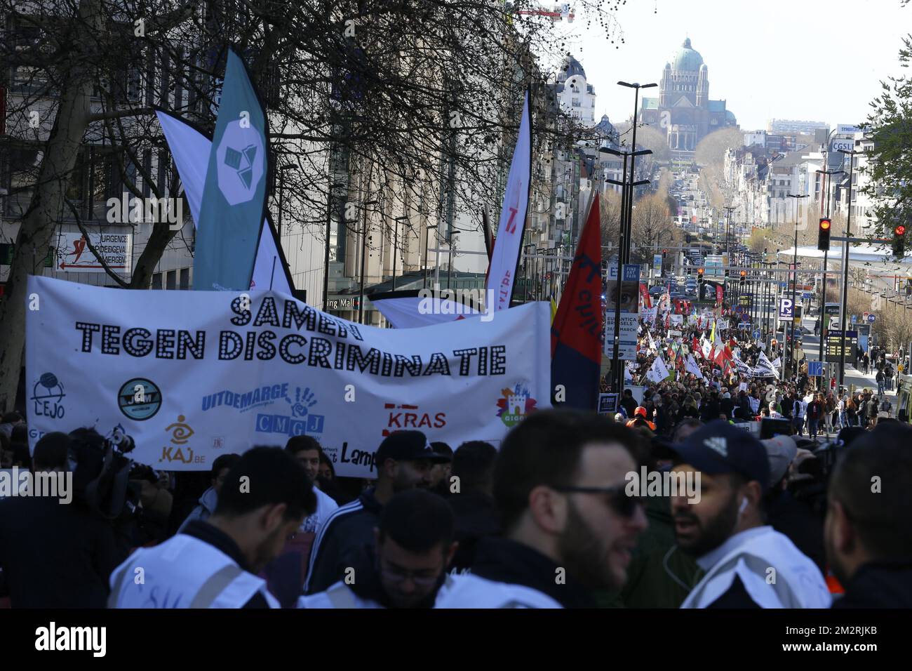 La deuxième manifestation nationale contre le racisme organisée par le paltform 21/03 rassemblant cent vingt associations, dimanche 24 mars 2019. BELGA PHOTO NICOLAS MATERLINCK Banque D'Images