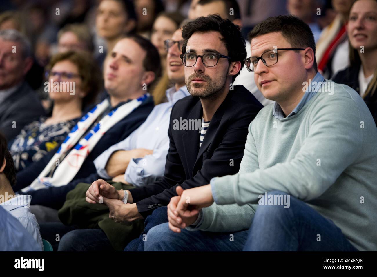 Kristof Calvo est vu lors d'un match de basket-ball entre Kangoeroes Mechelen et Mons-Hainaut, le samedi 30 mars 2019 à Mechelen, le 22 jour de la première division belge de la « Ligue EuroMillions ». BELGA PHOTO JASPER JACOBS Banque D'Images