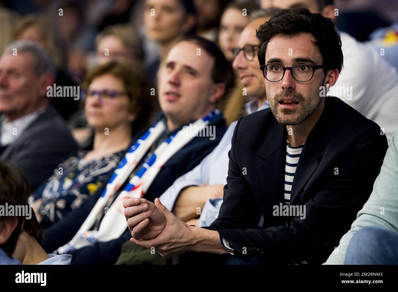 Kristof Calvo est vu lors d'un match de basket-ball entre Kangoeroes Mechelen et Mons-Hainaut, le samedi 30 mars 2019 à Mechelen, le 22 jour de la première division belge de la « Ligue EuroMillions ». BELGA PHOTO JASPER JACOBS Banque D'Images