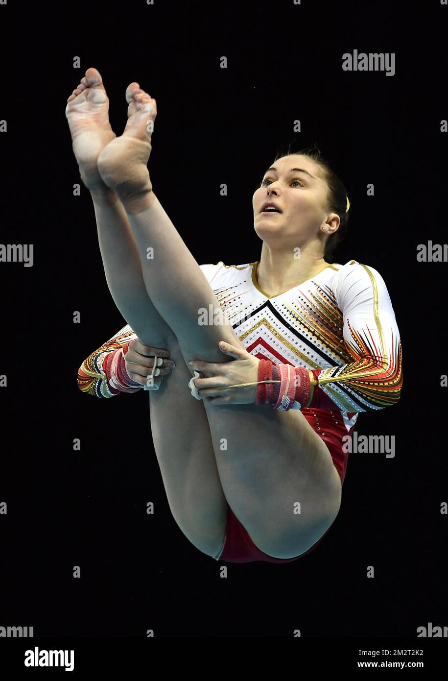 Gymnaste belge Maellyse Brassart photographié en action lors des qualifications aux Championnats d'Europe Gymanstiques artistiques à Szczecin, Pologne, jeudi 11 avril 2019. La ce se déroule du 10 au 14 avril. BELGA PHOTO ERIC LALMAND Banque D'Images