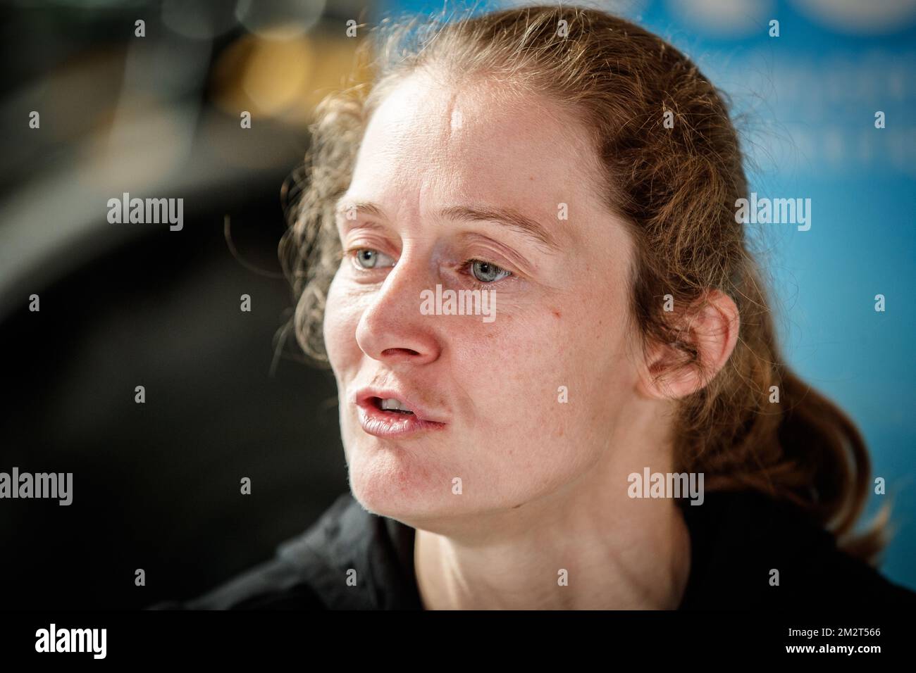 Person de luxe belge photographié lors d'une conférence de presse de person de boxeur belge, concernant son combat à venir contre Katie Taylor, à Zedelgem, le lundi 15 avril 2019. Persoon est 10 fois champion du monde WBC. Elle combattra Irish Taylor à Madison Garden, New York, le 01 juin 2019, pour unifier les titres féminins WBC, WBO, WBA, IBF. BELGA PHOTO KURT DESPLENTER Banque D'Images