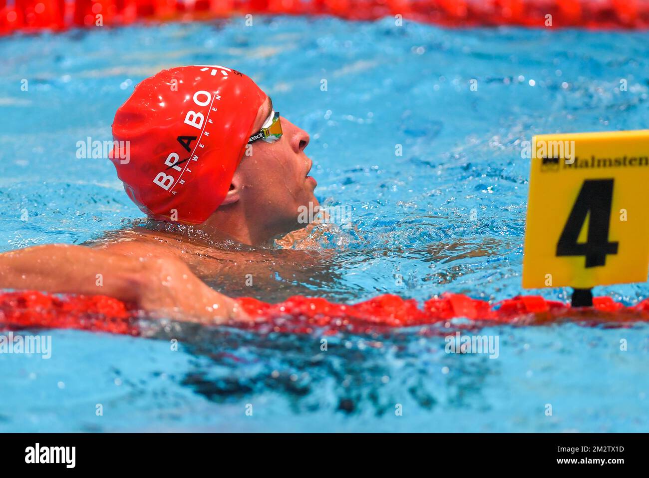 Belge Pieter Timmers photographié après le freestyle masculin 50m le deuxième jour des Championnats de natation Belge, samedi 18 mai 2019 à Anvers. BELGA PHOTO LUC CLAESSEN Banque D'Images