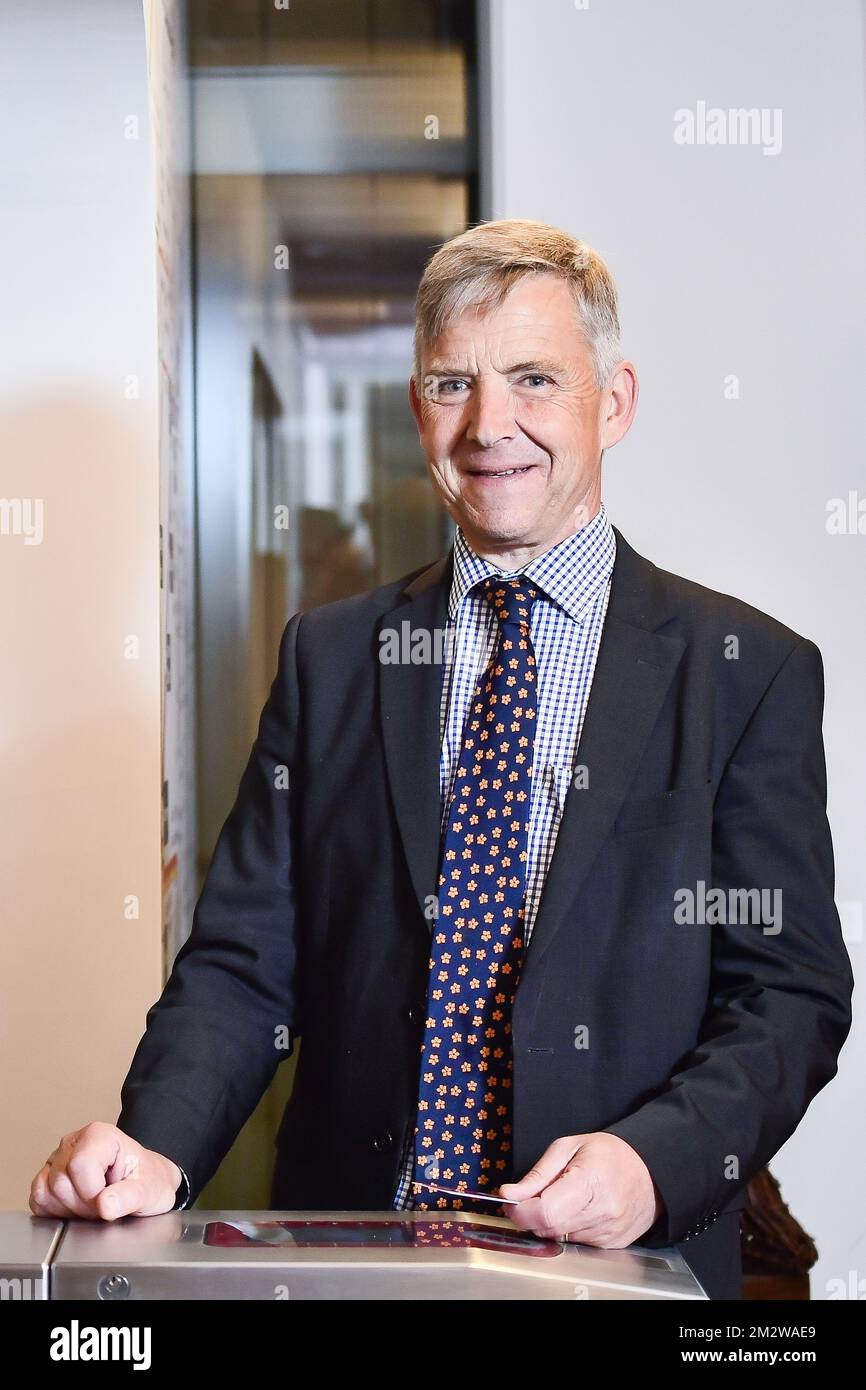 Brieuc de Meeus, PDG de MIVB-STIB, pose pour le photographe lors d'une conférence de presse de la société bruxelloise de transport public STIB - MIVB pour présenter le rapport sur 2018 ans, mercredi 05 juin 2019 à Bruxelles. BELGA PHOTO LAURIE DIEFFEMBACQ Banque D'Images