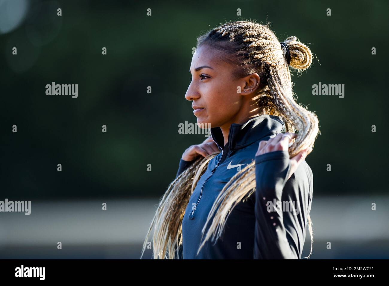 Photo de Nafissatou Nafi Thiam lors de la rencontre internationale d'athlétisme 'Gouden Spike', à Leiden, aux pays-Bas, le samedi 08 juin 2019. BELGA PHOTO JASPER JACOBS Banque D'Images