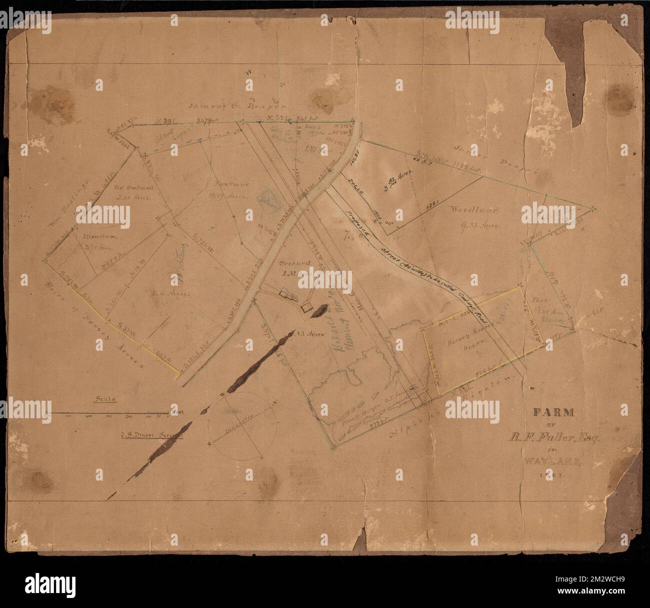 Ferme de R.F. Plus plein, Esq. Dans Wayland 1861 , fermes. Collection Wayland Historical Society Banque D'Images