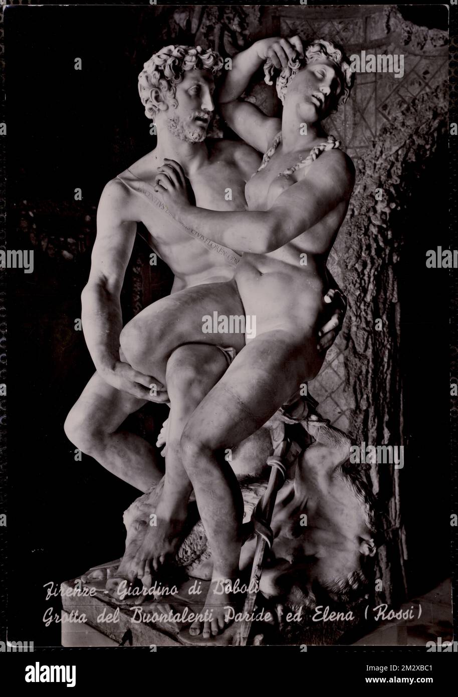 Florence - Giardino di Boboli - Grotto del Buontalenti Paride ed Elena (Rossi) - jardin de Boboli - Grotte du Buontalenti Paris et Hélène - jardin de Boboli - Grotte de Buontalenti. Paris et Helen - Boboli Garten - Die grotte von Buontalenti pari und Helene , Sculpture, couples, êtres surnaturels, Paris personnage légendaire, Helen, de Troy, Reine de Sparta. Collection Nicholas Catsimpolas Banque D'Images