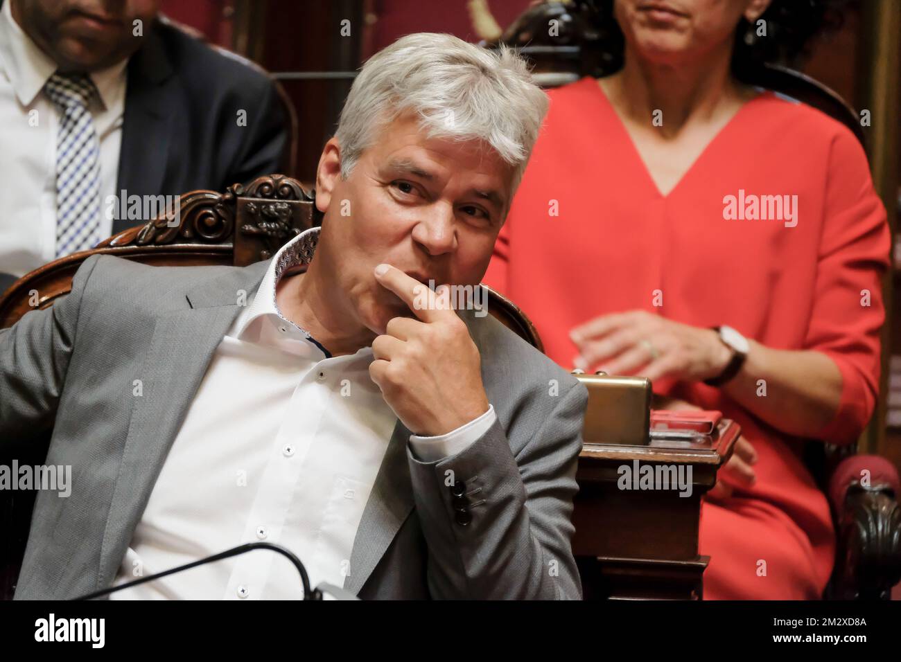 Le sénateur de sp.a, Bert anciens, photographié lors de la cérémonie de serment des sénateurs cooptés, au Sénat après les élections fédérales du 26 mai, vendredi 12 juillet 2019, à Bruxelles. BELGA PHOTO NICOLAS MATERLINCK Banque D'Images