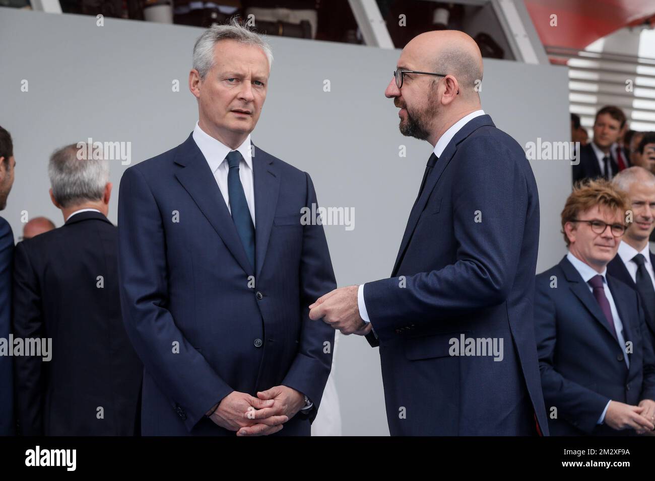 Le Premier ministre belge Charles Michel en photo lors du défilé militaire de la Journée nationale française, à Paris, le dimanche 14 juillet 2019. BELGA PHOTO THOMAS PADILLA Banque D'Images