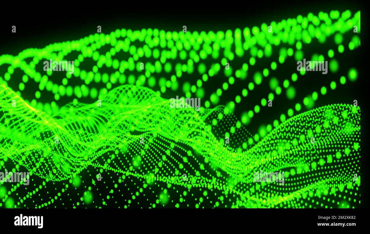 Arrière-plan abstrait vert. Égaliseur pour la musique, affichage des ondes sonores avec des ondes musicales, égaliseur d'arrière-plan. 3d rendu Banque D'Images