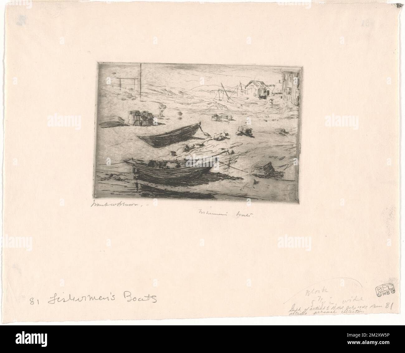 Bateaux de pêche, jetées et quais, bateaux de pêche. Frank W. Benson (1862-1951). Impressions et mises en plan Banque D'Images